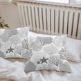 thumbnail image 5 of Outdoor Waterproof Pillow Covers Pack of 2, Coral Sea Snail Starfish Grey Black Costal Pattern Decorative Throw Pillowcases Cushion Covers for Garden Patio Tent Sofa Couch, 26x26 inch, 5 of 8
