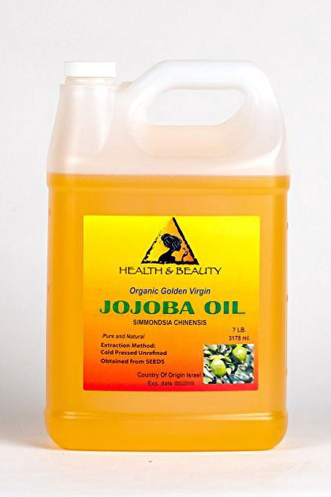 Jojoba Oil Golden Organic Carrier Unrefined Raw Virgin Cold Pressed Pure 128 oz, 7 LB, 1 gal