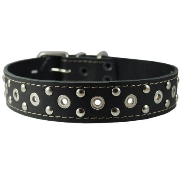 Genuine Leather Studded Dog Collar 22'x1' Black Fits 15'19.5' Neck