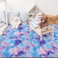 thumbnail image 2 of Lochas Soft Fluffy Rainbow Rugs Shaggy Colorful Carpet Plush Area Rug for Living Room Bedroom Nursery Kids Girls Playroom Rugs Home Decor Mat,4'x6', Purple&Blue, 2 of 7
