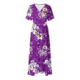 thumbnail image 3 of Drses‌ ‌‌‌‌‌‌‌‌‌‌‌‌‌2025 Plus Size Wedding Guest Maxi Dress - V Neck 3/4 Sleeve Empire Waist Floral | Beach to Church Curvy Women's Formal & Casual, 3 of 4
