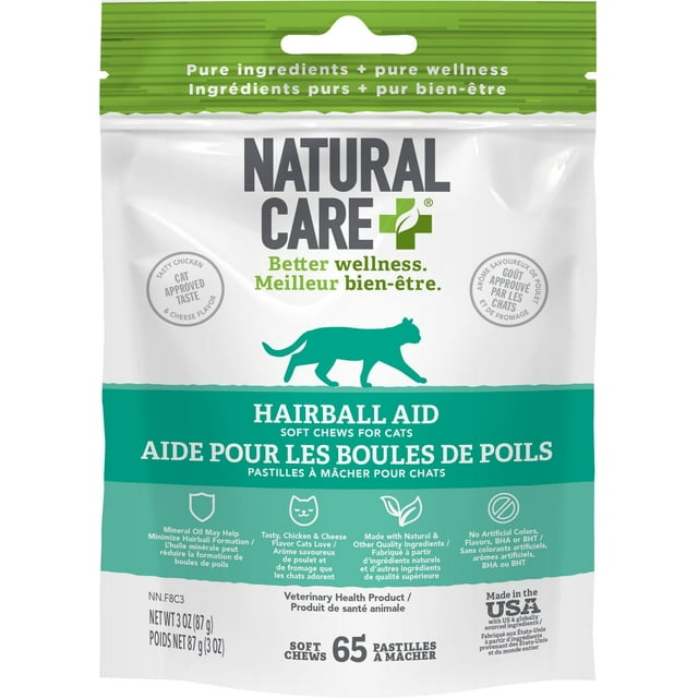 Natural Care Hairball Aid Chicken & Cheese Daily Chews Cat Supplement