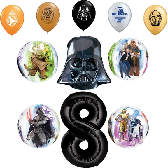 Star Wars Party Supplies 8th Birthday Orbz Balloon Bouquet Decorations and 11" Character Print Latex Balloons
