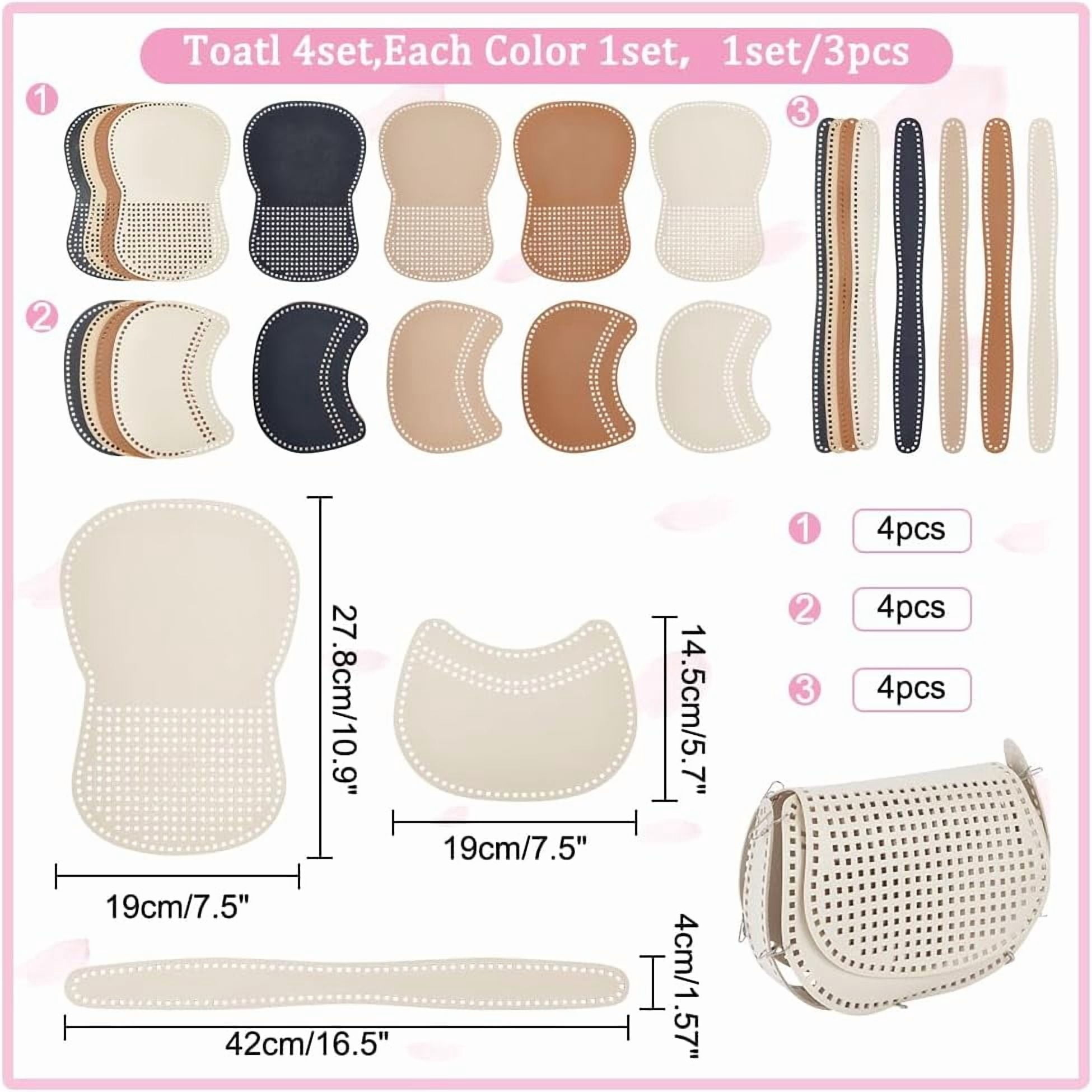 4 Sets DIY PU Leather Bag Knitting Set PU Leather Mesh Sheet Kit for Crochet Bag Making Handmade Handbag Crochet Kit for Acrylic Yarn Crafting Knit and Crochet Projects 4 Colors Colorful DIY