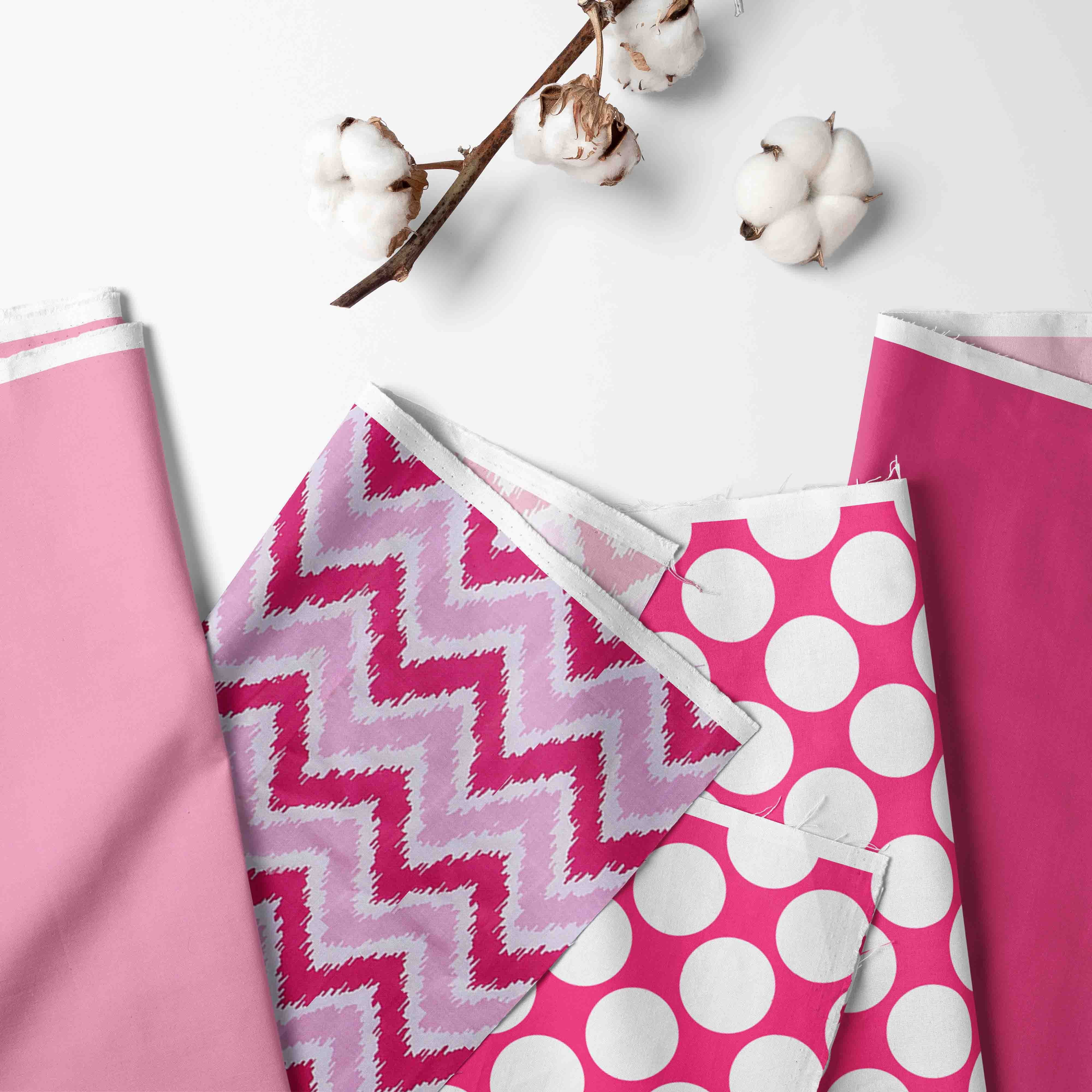 Bacati - Mix N Match Ikat Chevron/Dots Nursery Storage Caddy, Pink/Fuschia