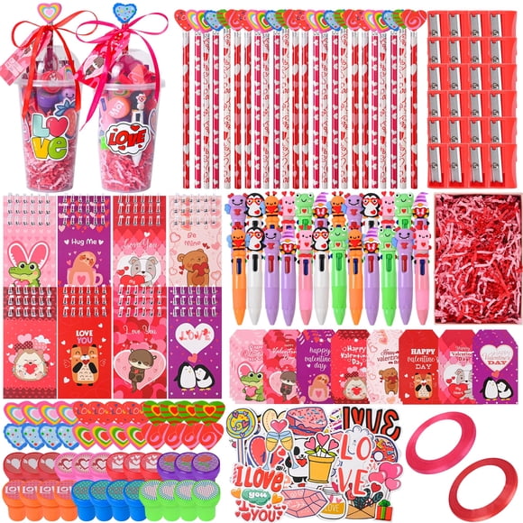 Set de regalos de San Valentín LiyIQ, 247 piezas de papelería para niños