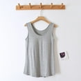 thumbnail image 2 of Fall Saving! HVOBTTY Women's Sleeveless Pajama Top, Pajama Top for Women, Women's Casual Built in Padded Tank No Bra Required Base Pajama Tops Gray, L, 2 of 5