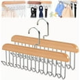 thumbnail image 1 of Gancho para Cinturón, paquete de 2 ganchos antideslizantes multifuncionales para abrigos, ahorradores de espacio, estante para corbatas con 8 ganchos, organizador colgante de madera para clóset, 1 of 7