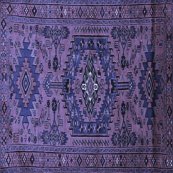 Ahgly Company Machine Washable Indoor Square Persian Blue Traditional Area Rugs, 6' Square