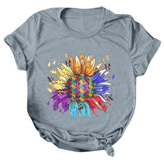 CHOK Short Sleeve for Women Womens Blouse Short T Shirt Sleeve Printed Tops Beach Casual Loose Top
