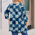 thumbnail image 3 of TQWQT Women's Plus Size Tops Fashion Womens 5x Blouse Crewneck Floral Print Long Sleeves Tee Dressy Casual Tee Shirts Women Loose Fit Clothes Blue XL, 3 of 4