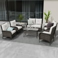 thumbnail image 4 of COOS BAY 7 Pieces Outdoor Patio Wicker Patio Conversation Set With Beige Cushions - Loveseat, Armchairs, Rocking Chairs and Tables, 4 of 8