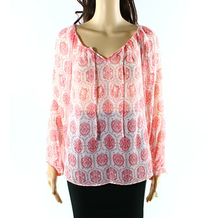 INC - INC NEW Pink Womens Size 4 Cold Shoulder Printed Peasant Blouse ...