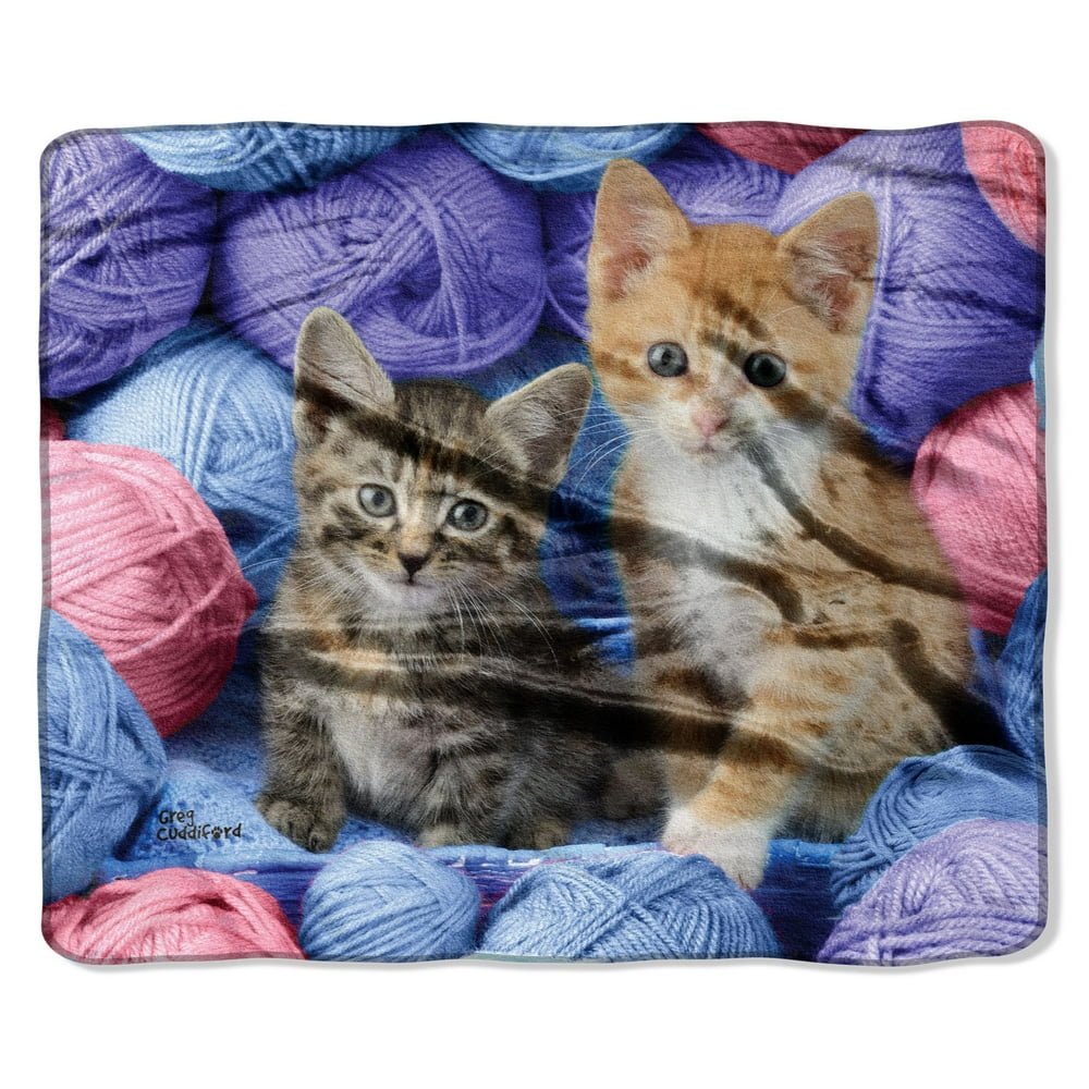 American Heritage, "Two Kittens with Wool" Throw Blanket, 50?x 60