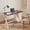 Rustic Brown-X Shaped Legs, variant on Manora Mid Century Computer Desk with USB Ports & Power Outlet, Modern Study Table with Drawers,White