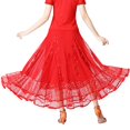 thumbnail image 2 of YM YOUMU Women Sequins Mesh Ruffle Ballroom Latin Dance Skirt Elastic Waist Long Swing Tiered Tango Salsa Waltz Dancewear, 2 of 3