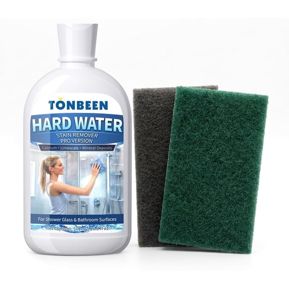 Hard Water Stain Remover Paste with Polishing Pads – Calcium & Limescale Cleaner for Shower Glass, Shower Doors & Tiles, Includes 800 & 1200 Grit Pads, 500ml,16.9fl oz