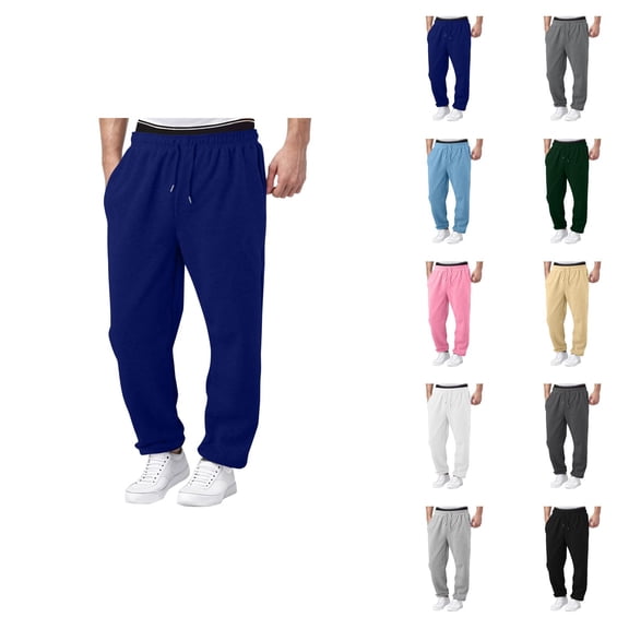 Mens Sweatpants 2026 Fashion Drawstring Elastic Waist Relaxed Fit Wide Leg Casual Pants with Pockets Trousers