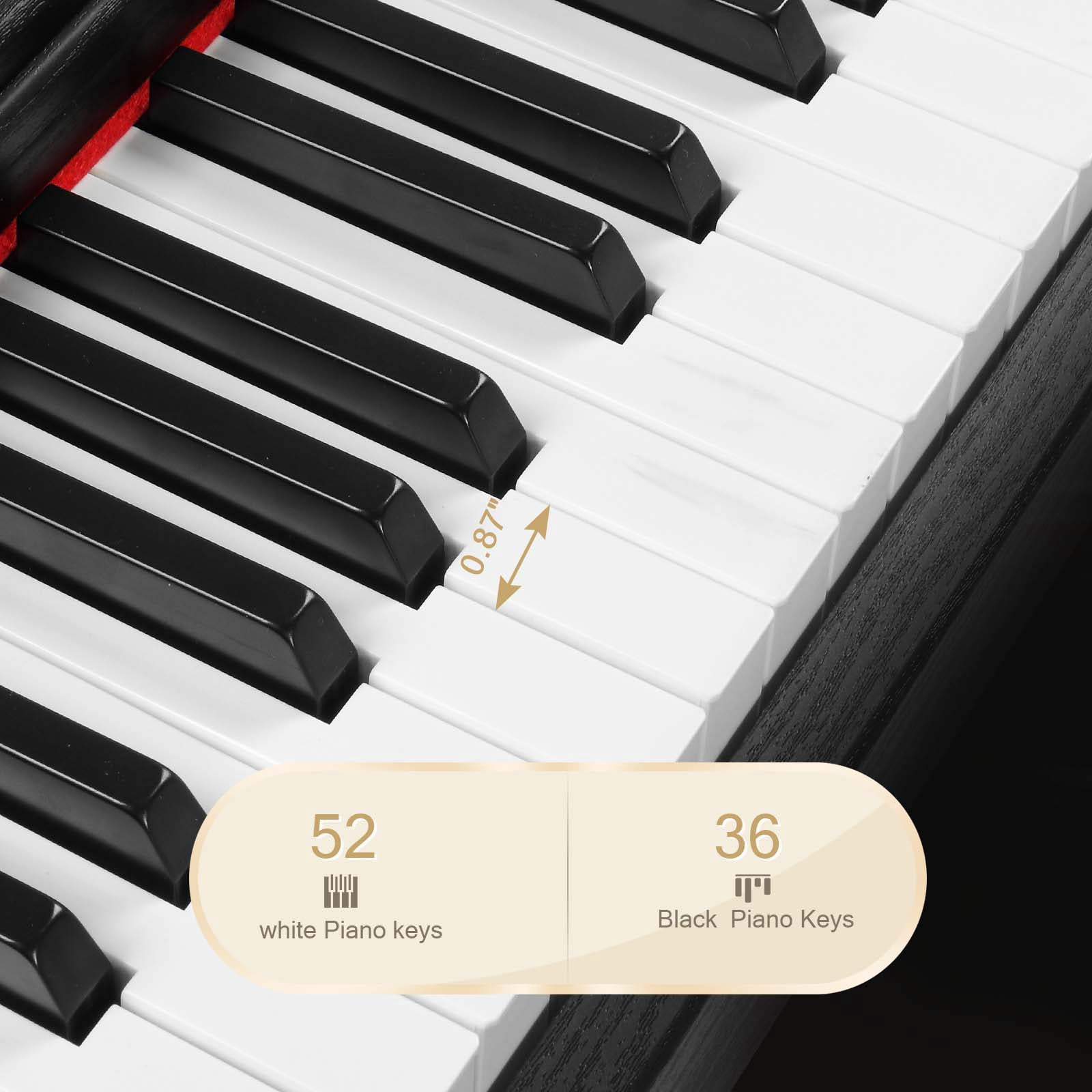 UBesGoo 88-Key Electric Piano Semi-Weighted w/Triple Pedal, Headphone, Bluetooth MIDI, Black