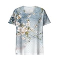 thumbnail image 6 of PNTUTB Women's Summer Trend Versatile Fashion Print Loose Comfortable Casual V Neck Short Sleeve T Shirt, 6 of 6