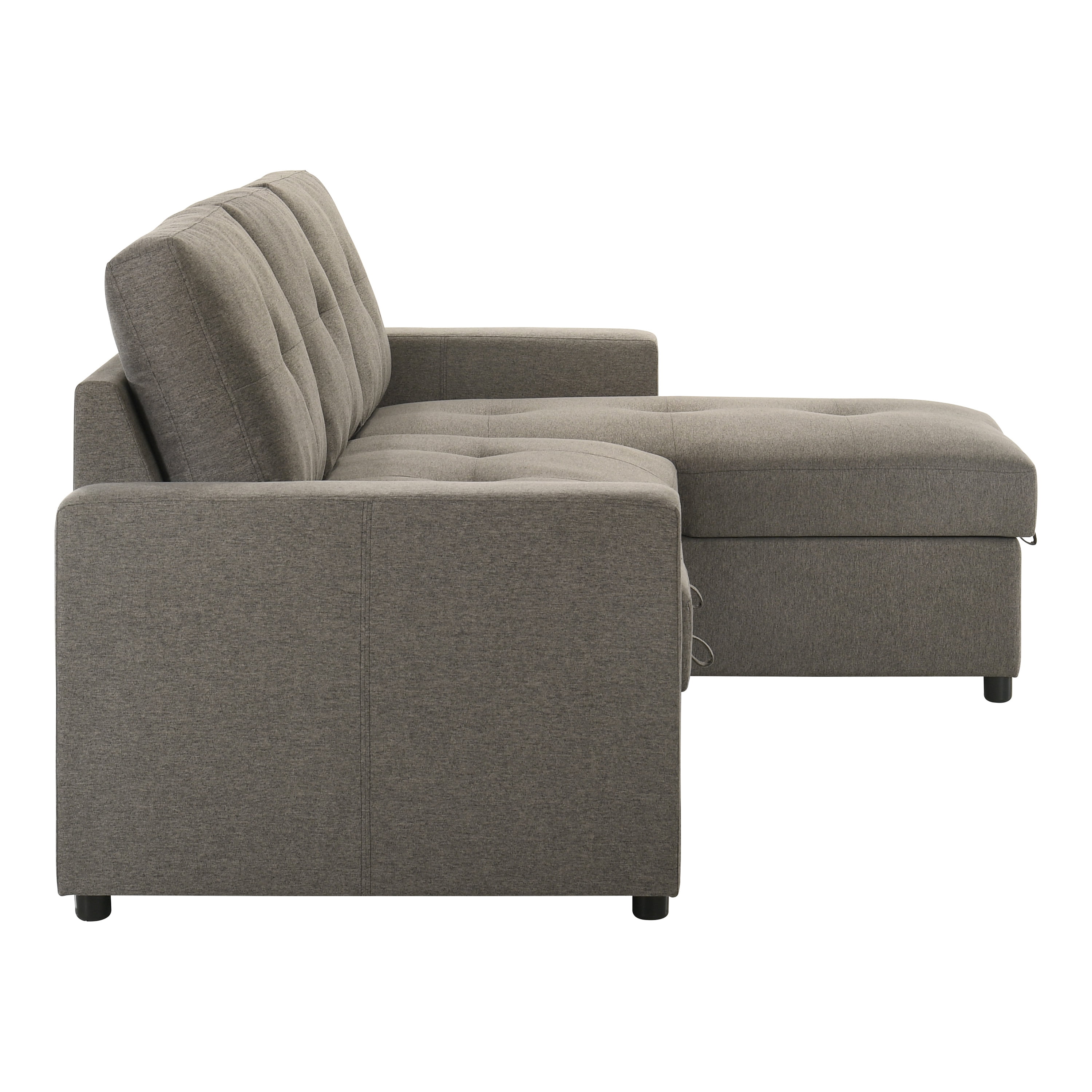 Furniture of America Jovi Modern Fabric L-Shaped Sectional Sofa with Pull Out and Storage Under Chaise, Light Brown