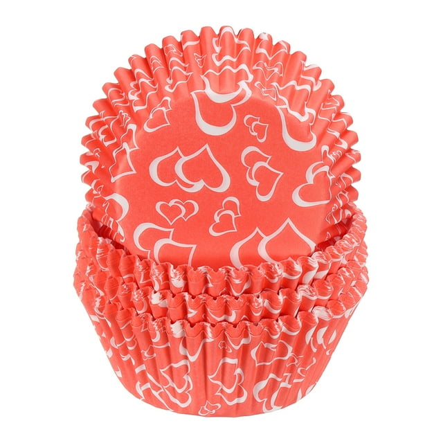 Uxcell 100 Contadores de Forros para Cupcakes, Vasos para Cupcakes de Tamaño Estándar, Forros para Muffins, Papeles para Hornear, Envolturas a Prueba de Grasa, Rosa Amor