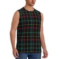 thumbnail image 2 of Fotbe Buffalo Plaid Dark Green Men's Camiseta sin Mangas Estampada para Hombres, Playera Casual para Gimnasio, Entrenamiento, Playa-Large, 2 of 7