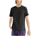 thumbnail image 2 of Handshe Workout Shirts for Men Quick Dry Athletic Short Sleeve T-Shirt Round Neck Solid Color Outdoor Running Pullover Tops, 2 of 6