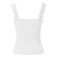 thumbnail image 5 of HJYCHN Tank Tops for Women Square Neck Ruffle Strap Sleeveless Ribbed Tank Stretchy Fitted Womens Casuals Tops White S, 5 of 5