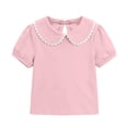 thumbnail image 4 of Kinrui Girls Peter Pan Collar T-Shirt Puff Short Sleeve Summer Tops Back to School Cute Tees 0-9 Years, 4 of 9