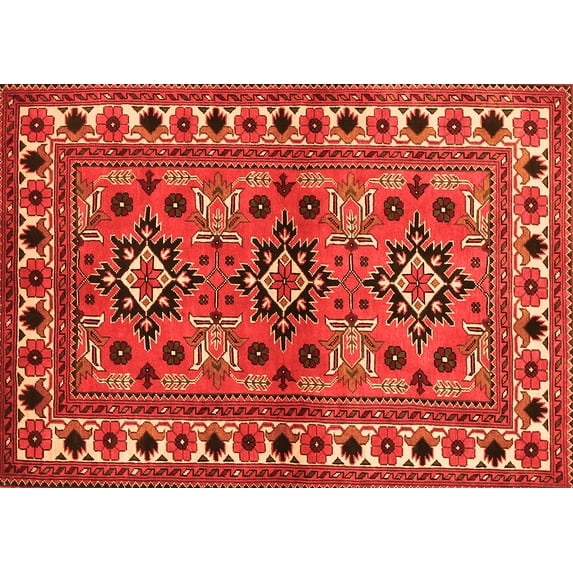 Ahgly Company Indoor Rectangle Persian Orange Traditional Area Rugs, 7' x 10'