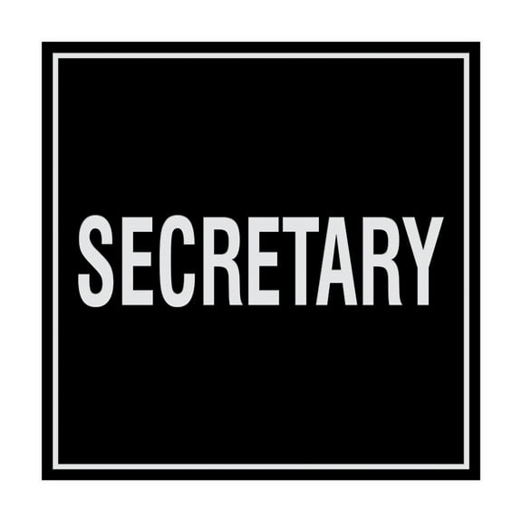 Square Secretary Sign (Black / Silver) - Small