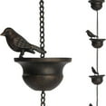 thumbnail image 4 of 8 - Foot Vintage Bird - Decorated Rain Chain in Bronze - Elegant and Functional, 4 of 6