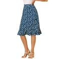 thumbnail image 5 of INSPIRE CHIC Women's Floral High Waist Flowy A-Line Split Ruffle Knee Length Skirts XL Blue, 5 of 7