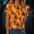 thumbnail image 2 of NOLDARES Halloween Shirts for Women Cute Ghost with Coffee Pumpkin Shirts Cute Fall Short Sleeve Graphic Tee Tops(Orange,L), 2 of 9