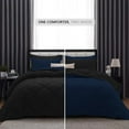 thumbnail image 3 of D.N.G. BEDDINGS 1 Piece Luxury Reversible Diamond Pattern Comforter Premium Super Soft, All Season 800 TC, 100% Egyptian Cotton Oversized Super King Size Navy Blue/Black Solid Color, 3 of 7