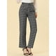thumbnail image 2 of Pantalones a cuadros casuales Allegra K para mujer bolsillos pierna recta trabajo oficina Blanco negro S, 2 of 5