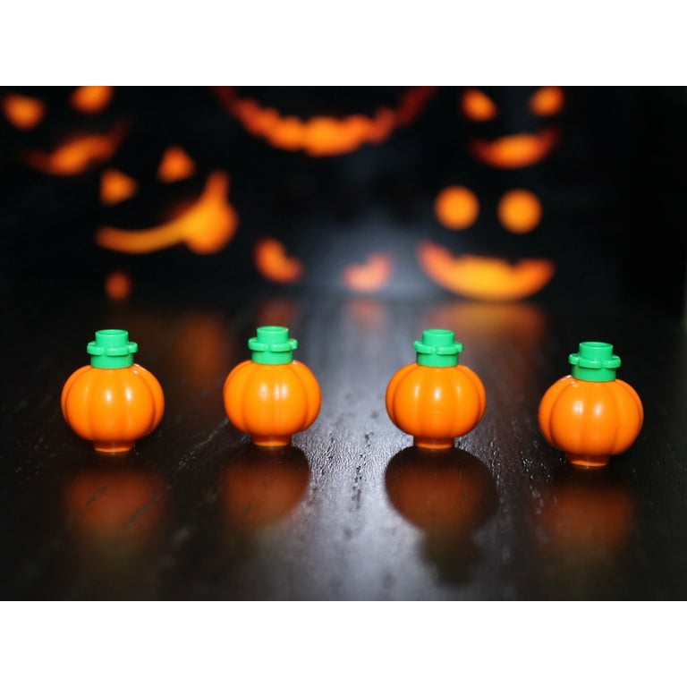 LEGO Halloween Accessory Orange Pumpkin with Green Stem 4 Pack with Extra Red Pumpkin