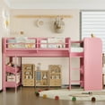 thumbnail image 2 of Newest All-in-One Kids Storage & Study Solid Wood Twin Low Loft Bed with Desk and Blackboard,Pink, 2 of 6