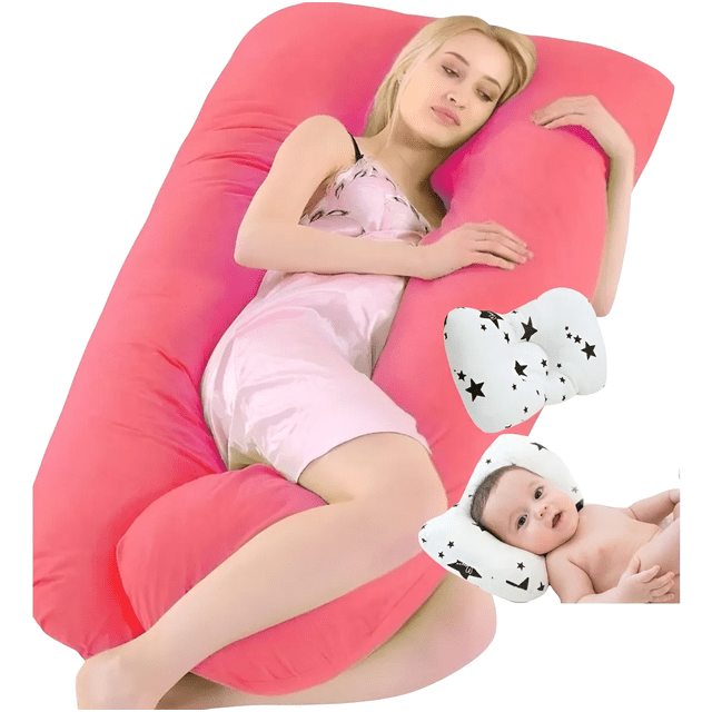 Almohada Para Embarazo Y Lactancia Jumbo Coral Claro Geométrico Xtellar Rosa Coral