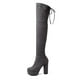thumbnail image 3 of Talla 34-43, nuevas botas por encima de la rodilla, botas de ante hasta el muslo con plataforma, botas de invierno sexis ajustadas para mujer, hechas a medida Sailing Electrónica, 3 of 5