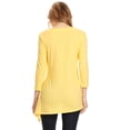 thumbnail image 4 of High Secret Women's Yellow Eyelet Embellishments Relaxed Fit 3/4 Sleeves Tunic Top, 4 of 5