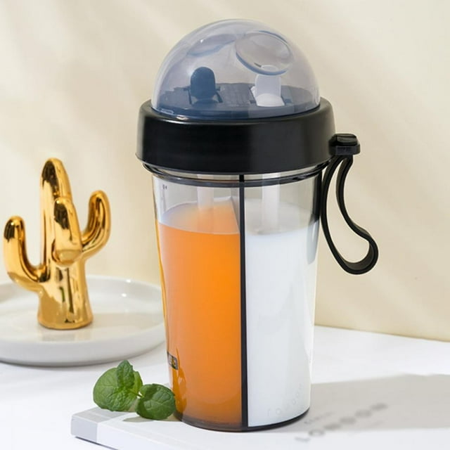 Tik Tok 600ml PC Drink Cup Two Straws Portable Dual Purpose Sparkling