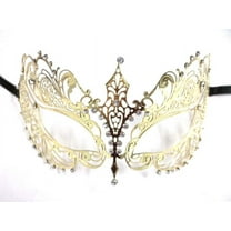 Gold Crystal Beautiful Eyes Laser Cut Venetian Mask Masquerade Metal Filigree