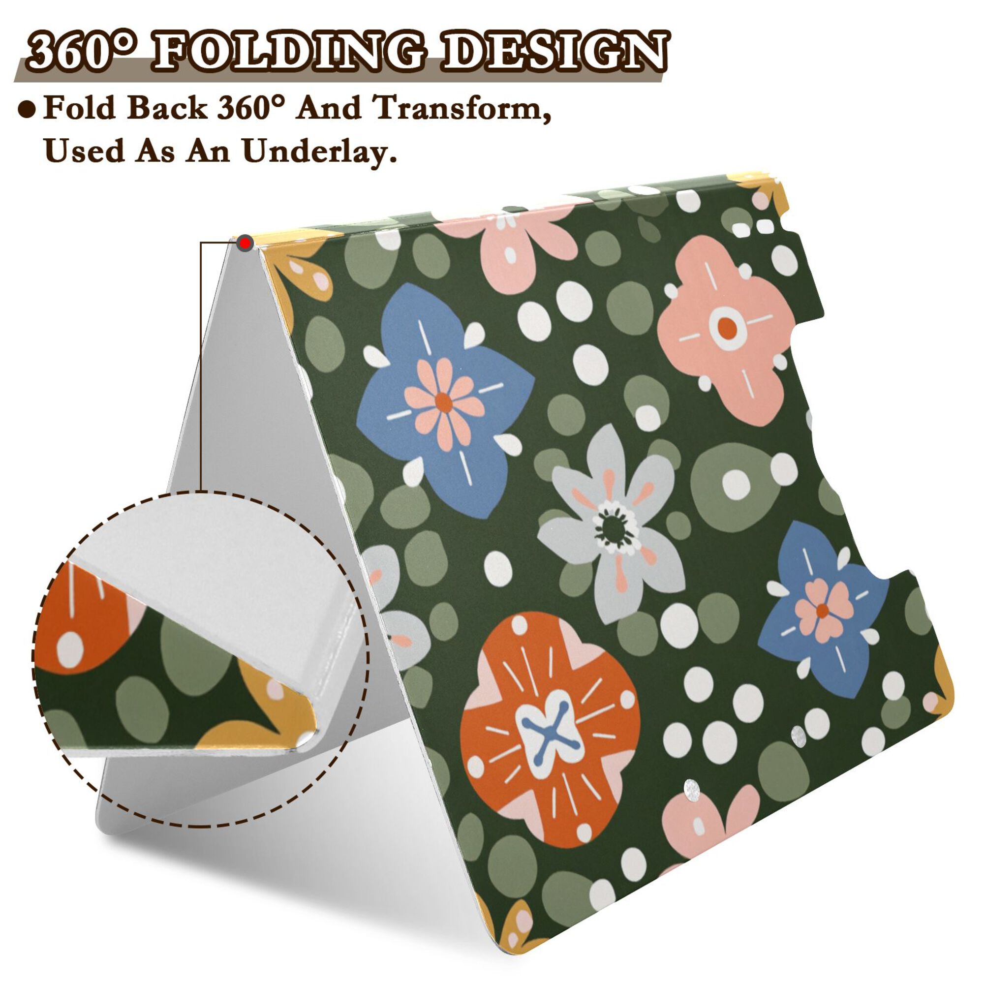 FORMRS A4 Clipboard Folder with Pen Holder Horizontal Foldable School Office Binder, Blue Geometric Flowers