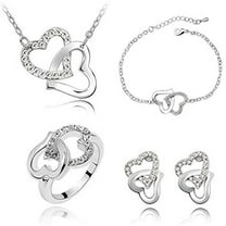 Daolelai Heart Shaped Chain Necklace Earrings Jewelry Set Women Gift