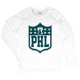 thumbnail image 5 of Philadelphia Shield Women's Long Sleeve T-shirt Birds Football Fan Bleed Green Philly, 5 of 7
