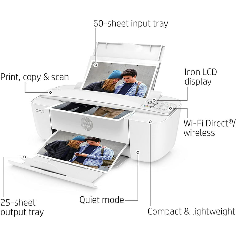 Jeg vasker mit tøj analog Inficere HP Deskjet Compact All-in-One Wireless Printer, Color Inkjet Printer with  LCD Display - Print Scan Copy and Mobile Printing Ultra Compact with NeeGo  Cable - Walmart.com