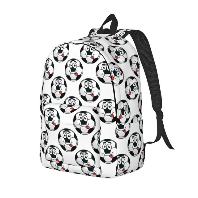 Easygdp Happy Football for Durable Canvas Laptop Backpack - Adjustable Shoulder Strap, Large Capacity, Fits 15-17in Laptops, for School, Work, Travel-Medium