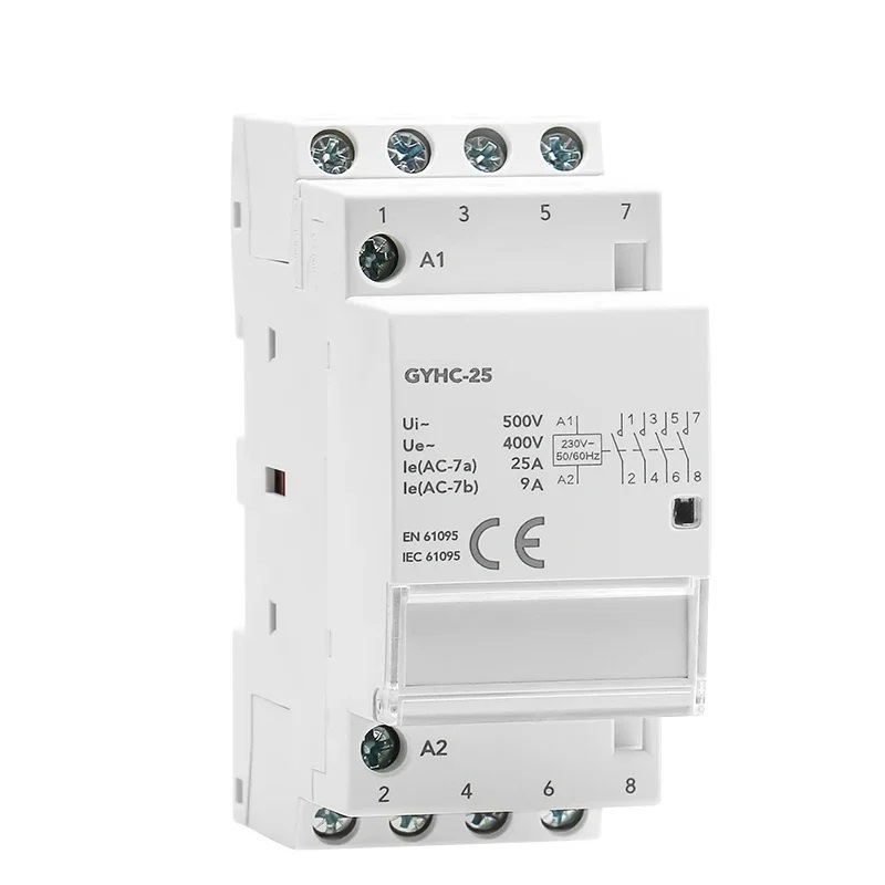 Din Rail Automatic Modular Household Contactor AC230V 4P 25A 4NO 2NO2NC 3NO1NC 50/60Hz